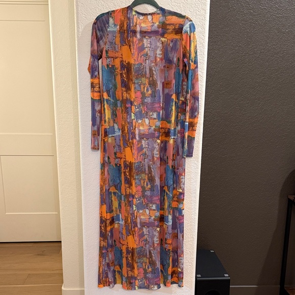 Colorful Abstract Long Sleeve Women's Cardigan - Picture 3 of 4